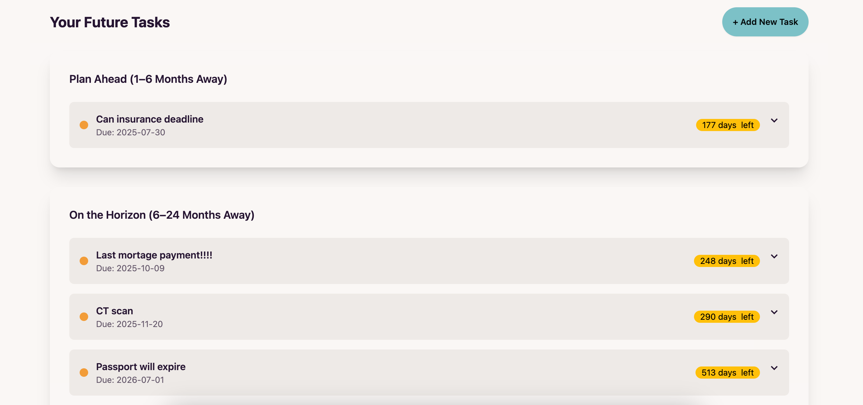 DueLater App Interface